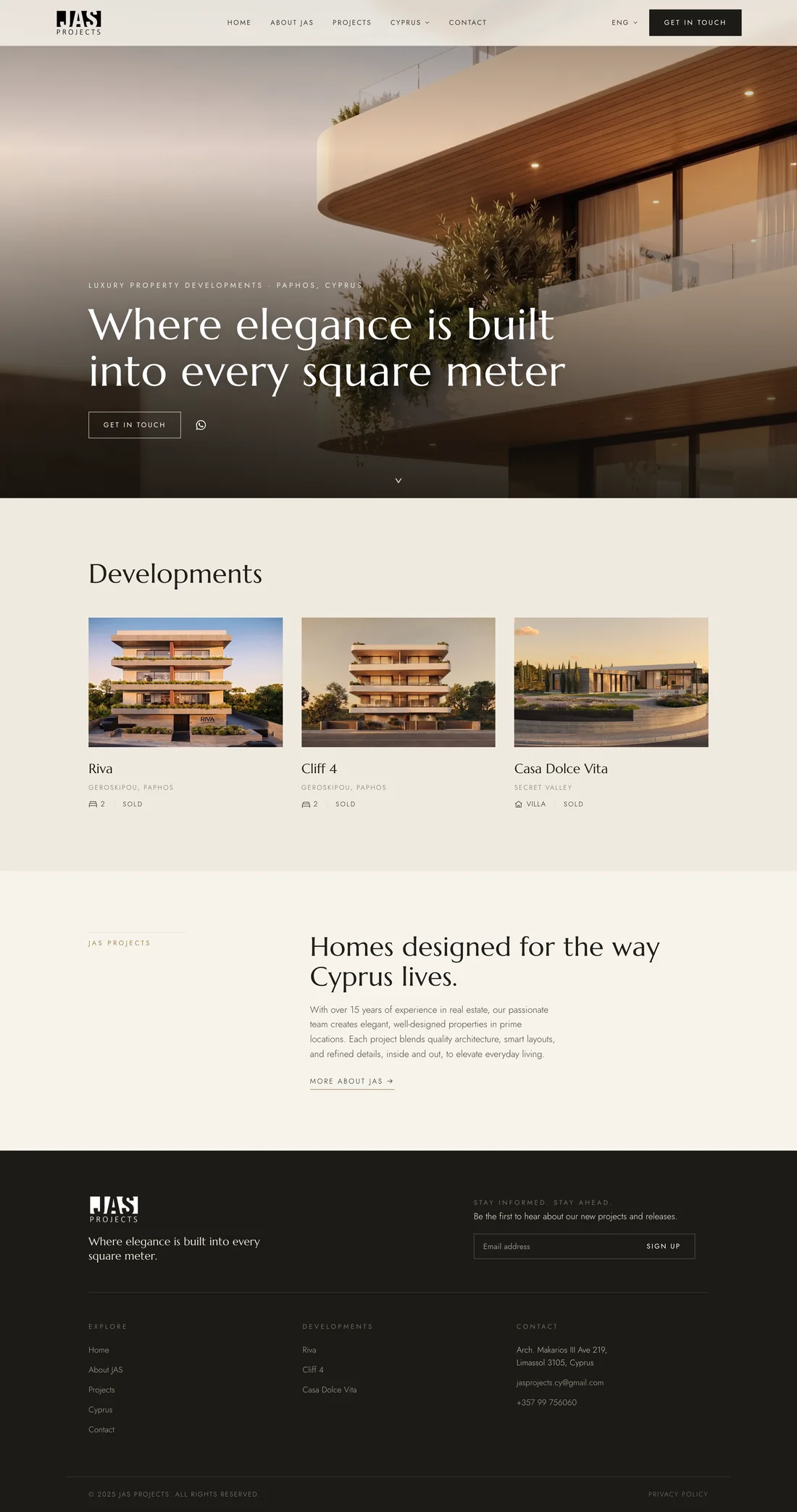 JAS Projects full homepage